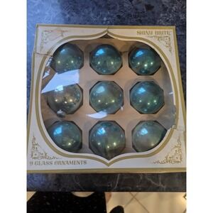 Shiny Bright Christmas Ornament Lot of 9  Mid Century Glass Eckmar Corp NY USA
